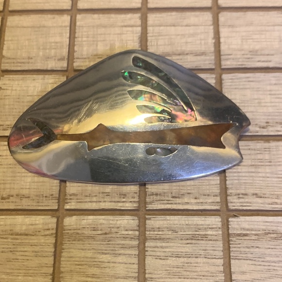 Vintage Jewelry - Vintage Sterling Silver Inlaid Pendant / Brooch